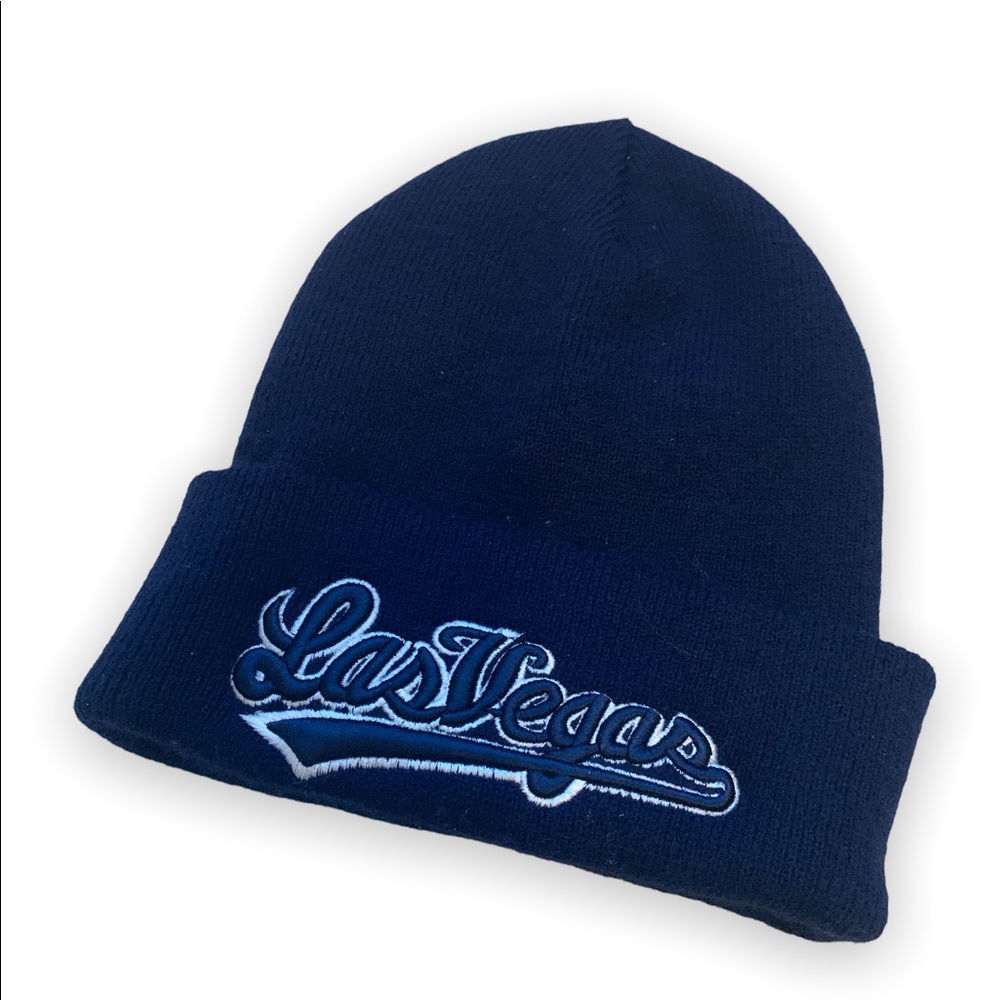 Las Vegas Beanie hat, blue with embroderies